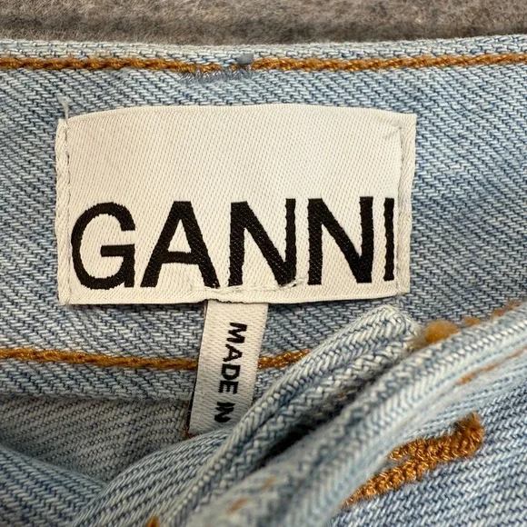 GANNI Blue Stary Jeans Womens 27 Patchwork Tapered Denim Pants Two Tone Balloon - Picture 5 of 16